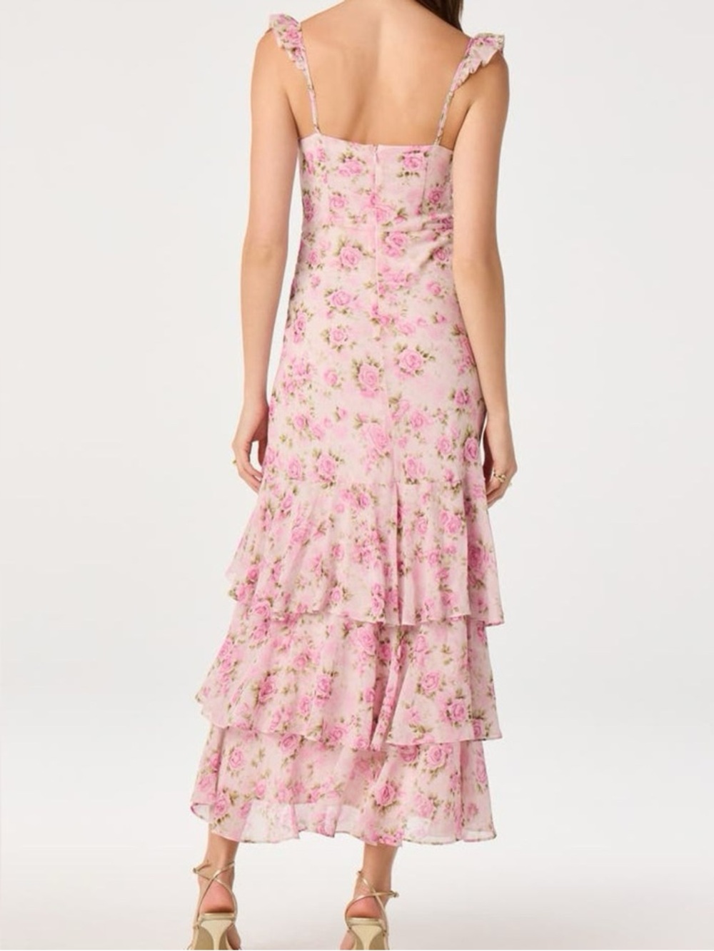 ASTR The Label Alcina Polka Dot Maxi Dress Pink Multi Floral - Picture 4 of 14